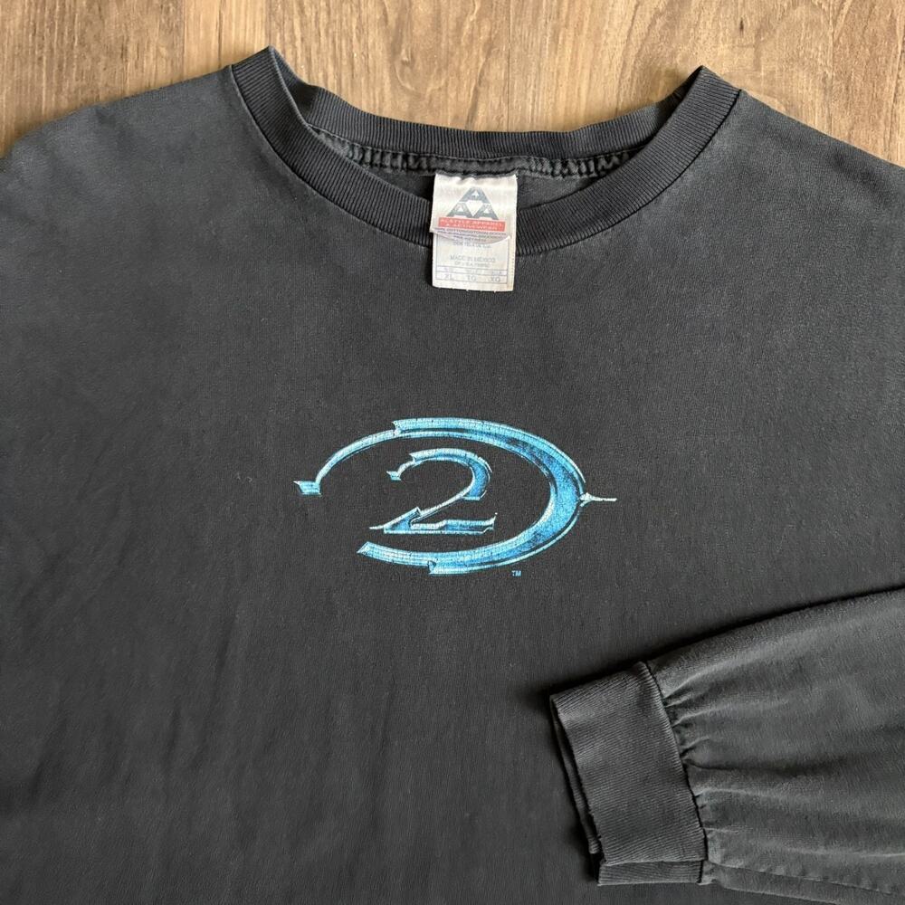 Vintage Xbox Halo 2 T-Shirt Men's Size XL Black 2004 Long Sleeve RARE
